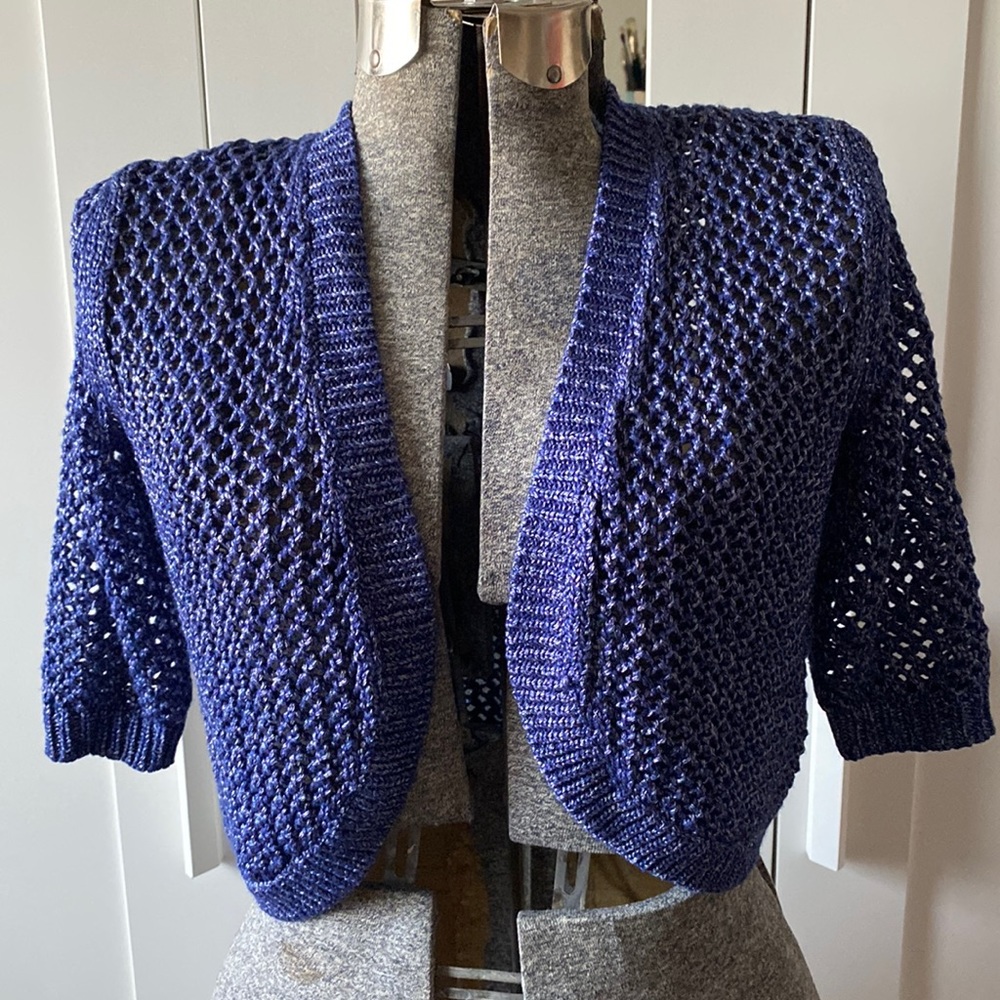 Chico’s Crochet Knit Cropped Cardigan Bolero 0 Small